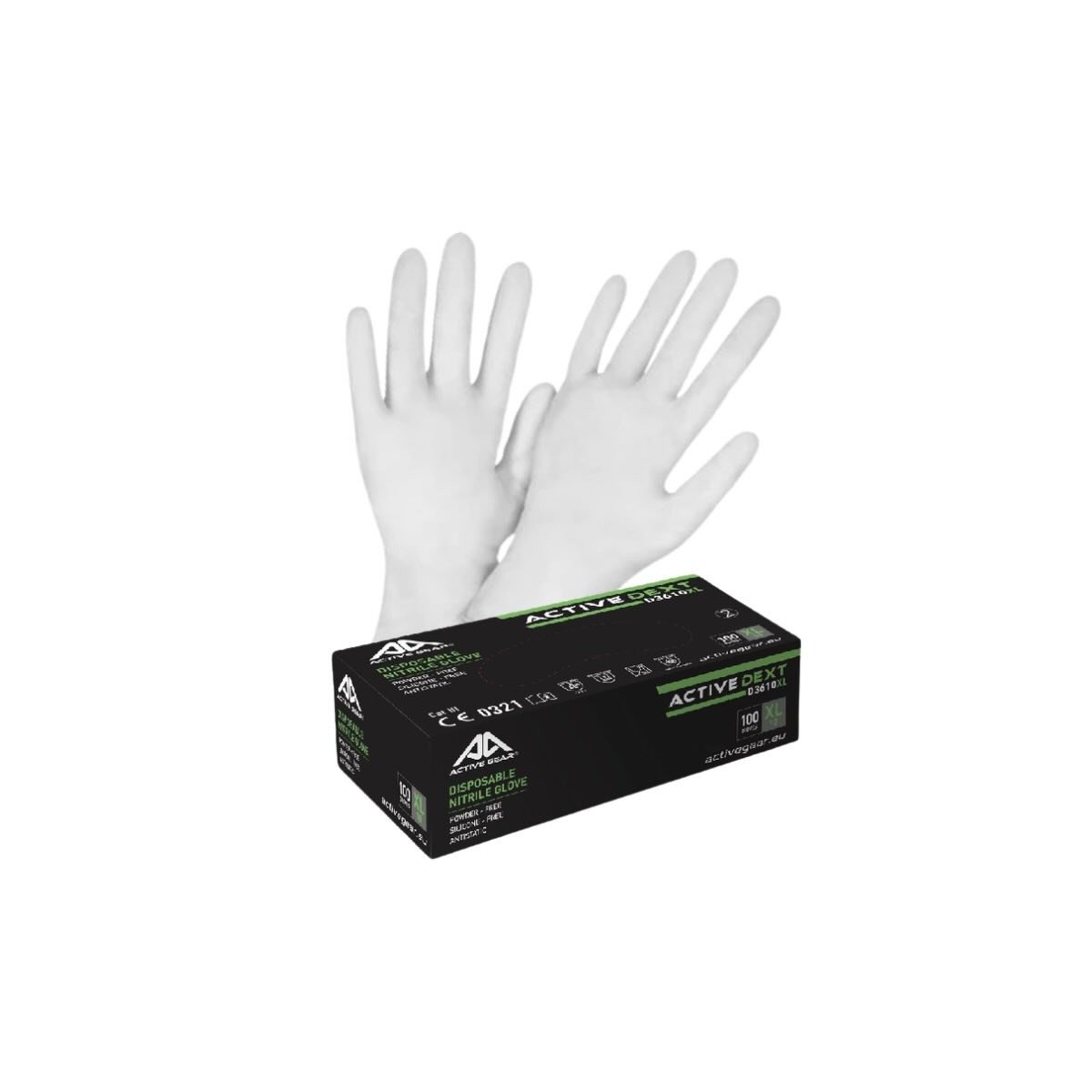 Boîte 100 Gants Vinyle Transparents Non Poudrés ACTIVE DEXT