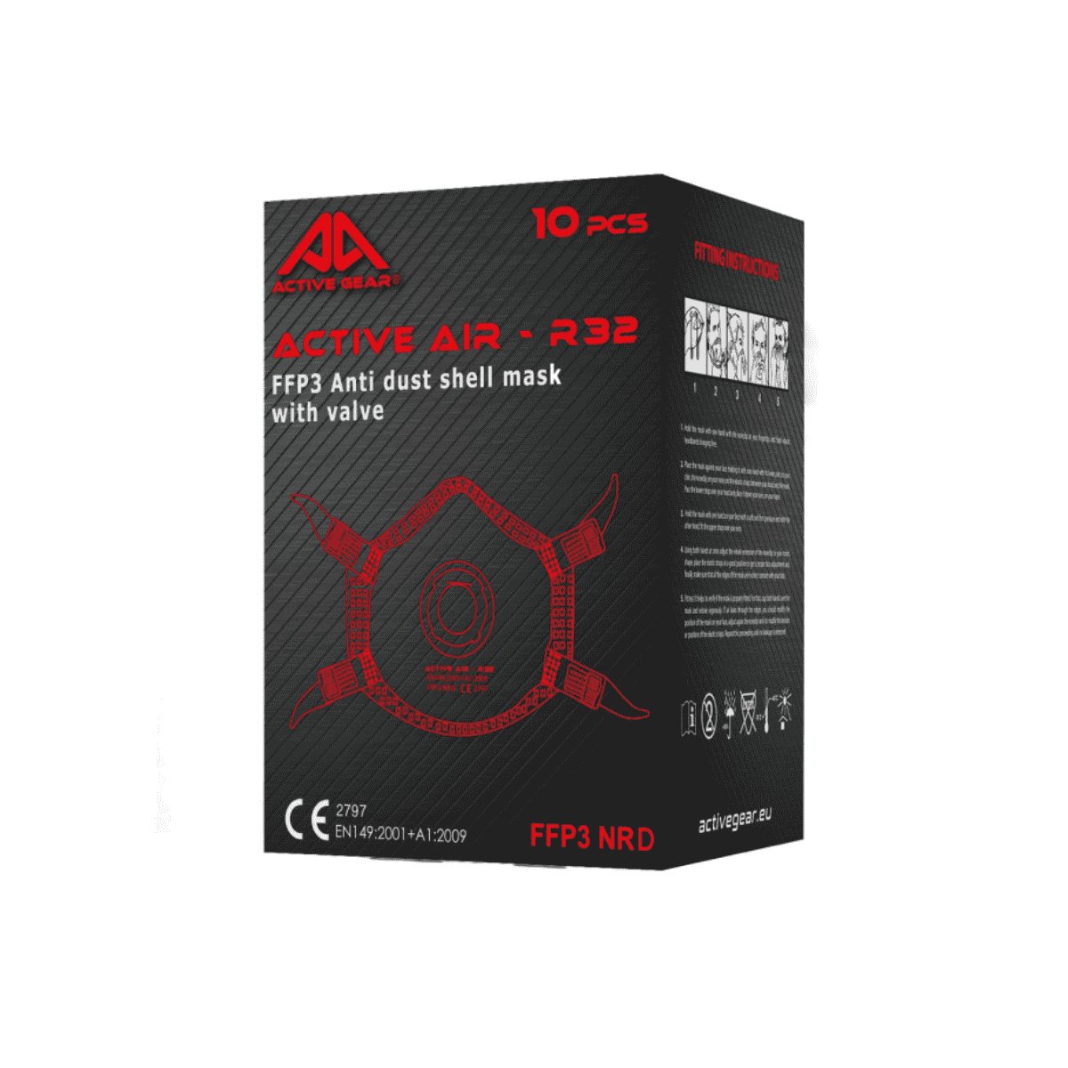 Paquet de 10 masques FFP3 R32 ACTIF Active Gear — Profession