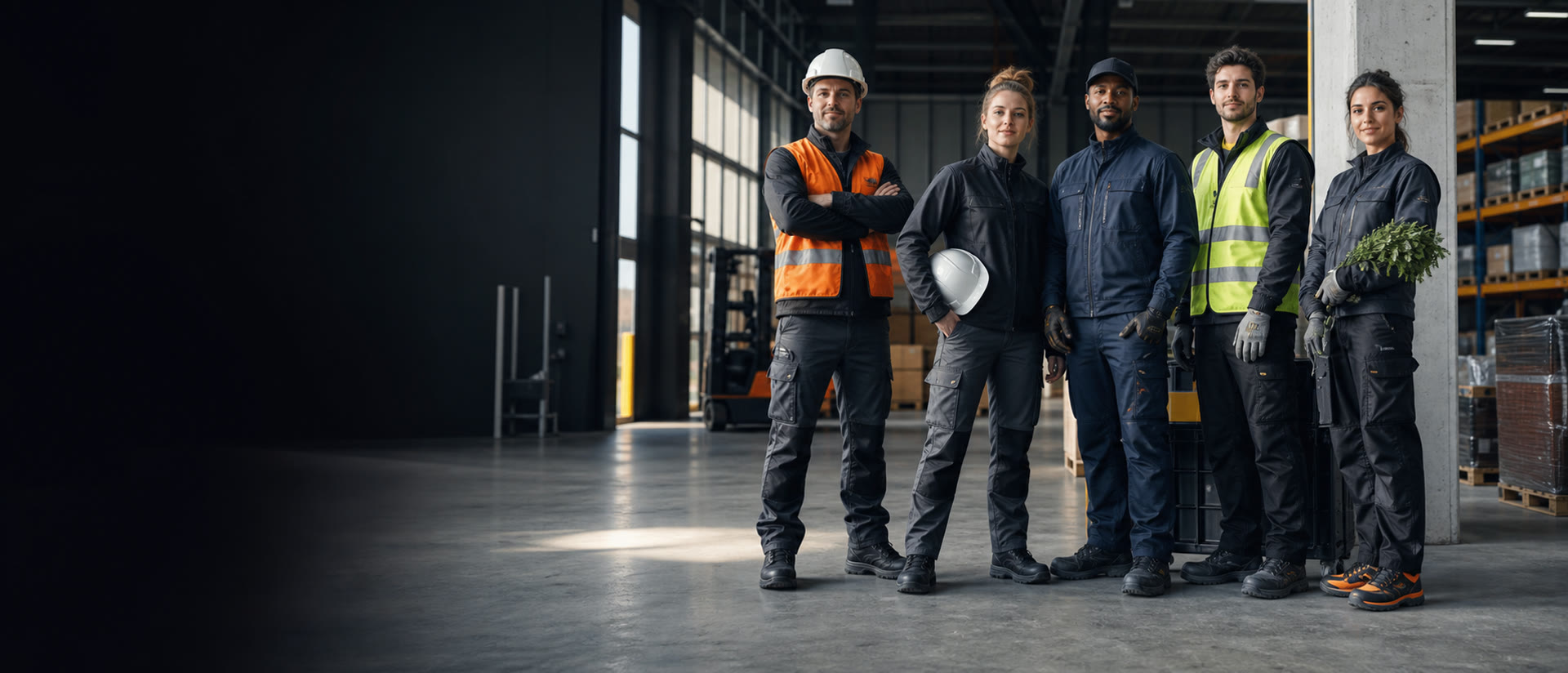 Professionnels équipés de vêtements de travail et d’équipements de protection